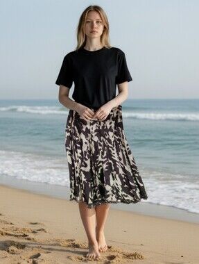 APOSTROPHE Skirt Size 8 Brown Cream Graphic Pattern Lined